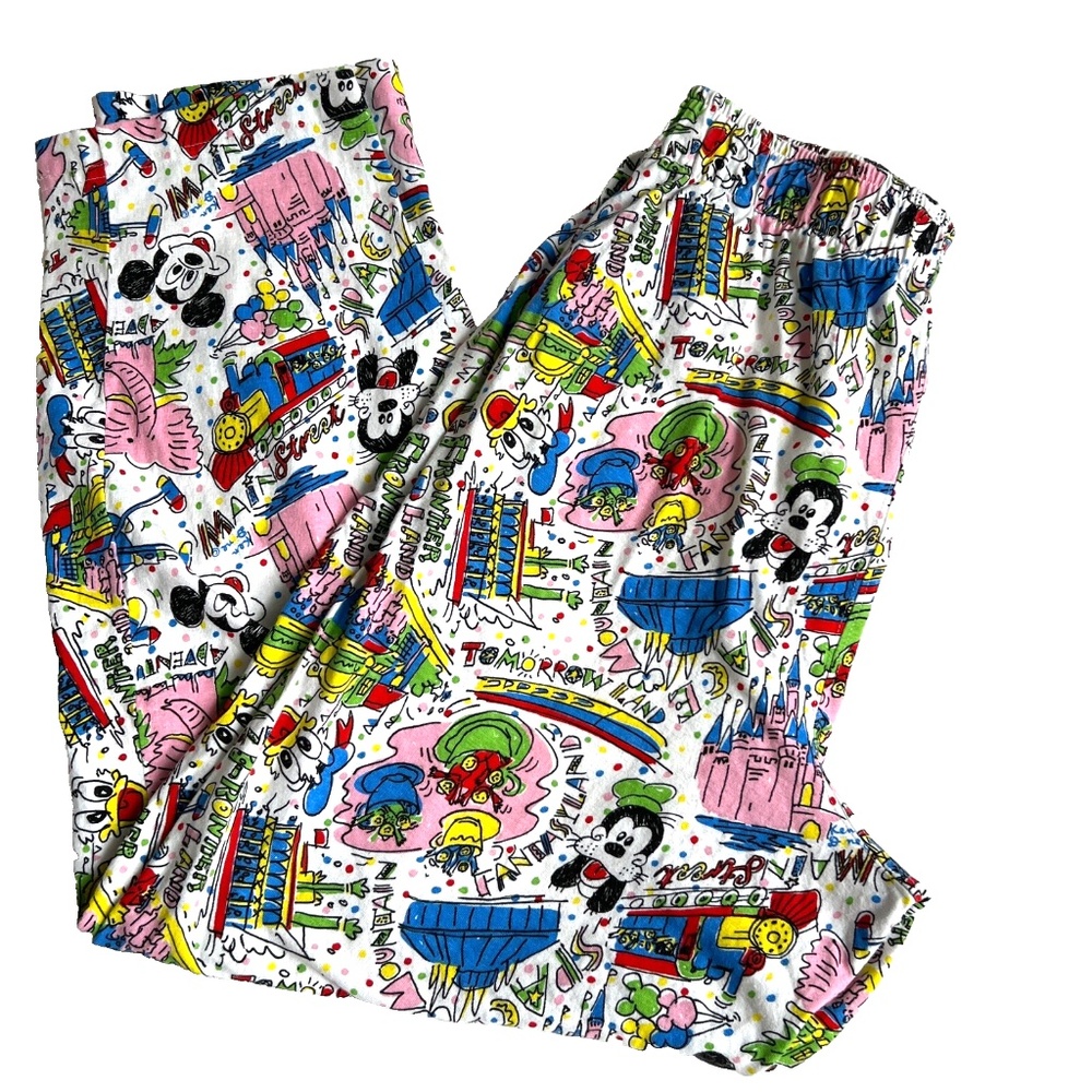 Ken Done For Walt Disney Co. Pants Size L Made in USA High Elastic Waist Lounge